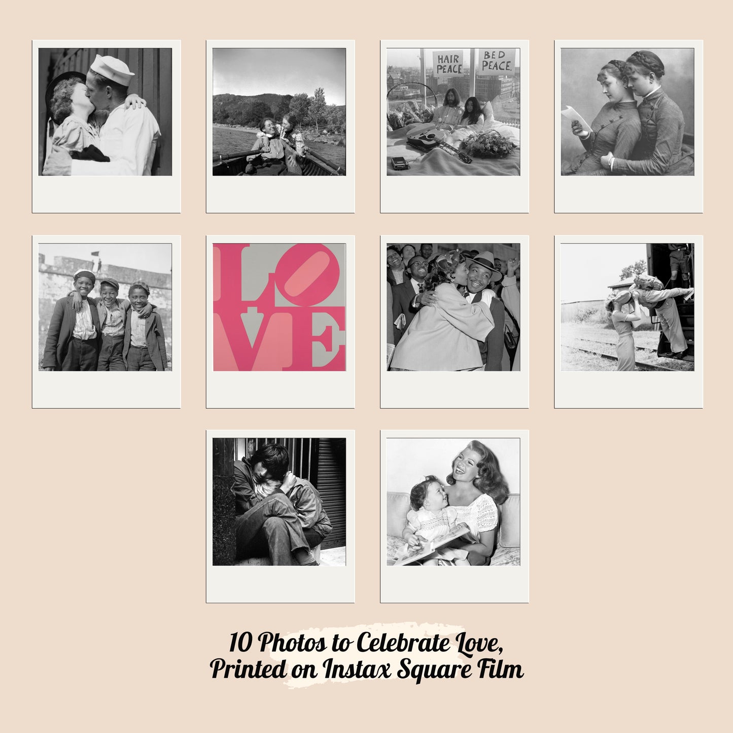 10 retro prints printed on Instax Square, celebrating love, all kinds of love, Nina's World Gifts, retro aesthetics
